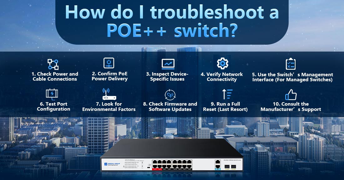 How do I troubleshoot a POE++ switch?