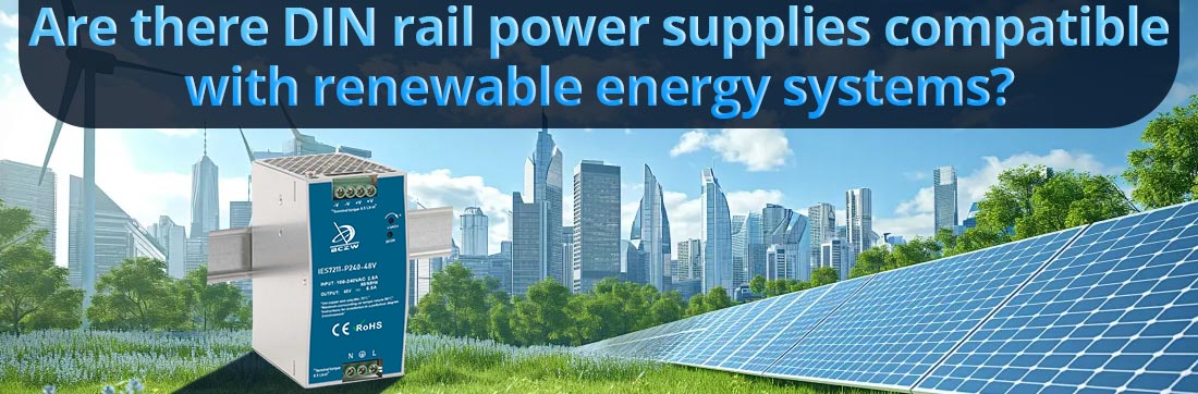 Are there DIN rail power supplies compatible with renewable energy systems?