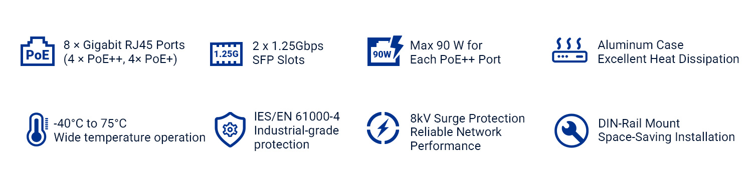 industrial poe++ switch Product features