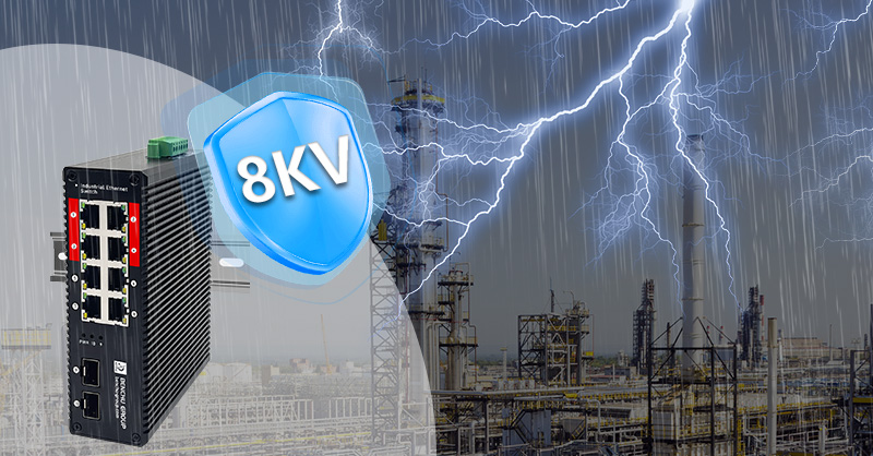 industrial poe++ switch 8kv Surge protection rendering