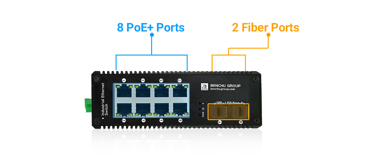 Gigabit Industrial PoE Switch provide 8 PoE+ 10 100 1000Mbps RJ45 ports and 2-1.25G SPF Gigabit Industrial PoE Switch provide 8 PoE+ 10 100 1000Mbps RJ45 ports and 2-1.25G SPF