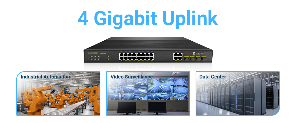4 Gigabit RJ45 SFP Uplink Ports 4 Gigabit RJ45 SFP Uplink Ports