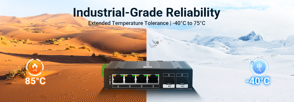4-port network management industrial PoE switch designed for harsh environments