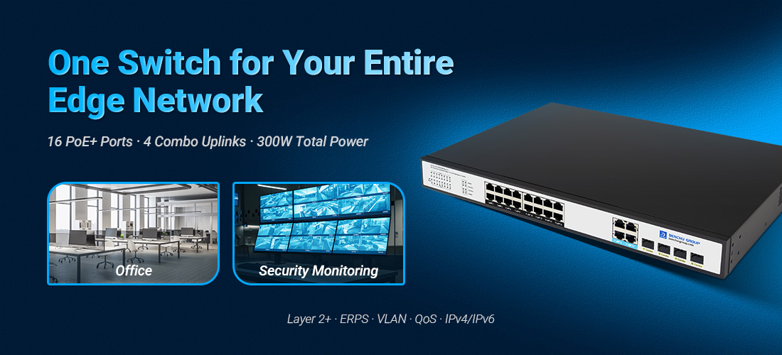 16 Port Full Gigabit Managed PoE Switch