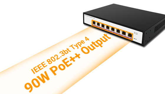 Dedicated high-speed network port delivering up to 90W IEEE 802.3bt Type 4 power output to drive high-draw terminal edge infrastructures.