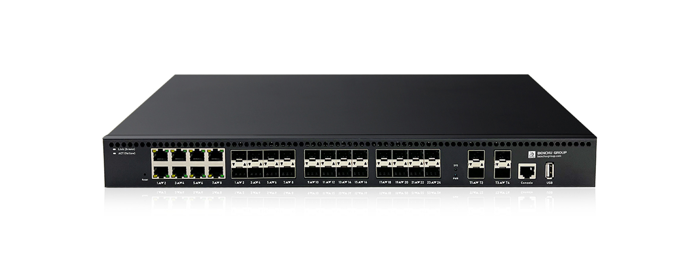 S7500-24GF8GEC4TF-L3M: 24-Port SFP Layer 3 Aggregation Switch S7500-24GF8GEC4TF-L3M 24-Port Gigabit SFP Fiber Layer 3 Managed Switch with 10G Uplinks