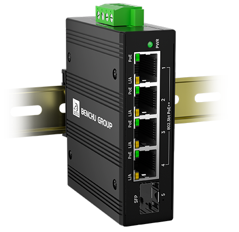90W Solar Powered Industrial PoE++ Switch with SFP Uplink and 12V/24V to 48V Voltage Boost Regulator (Model: IES7211-4PGE1GF-BT-SOL)