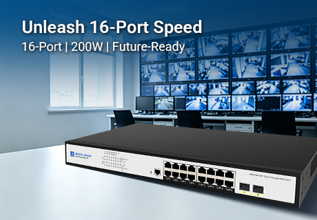 El revolucionario switch gestionado Gigabit PoE+ de 16 puertos redefine el rendimiento y la fiabilidad de las redes empresariales modernas.