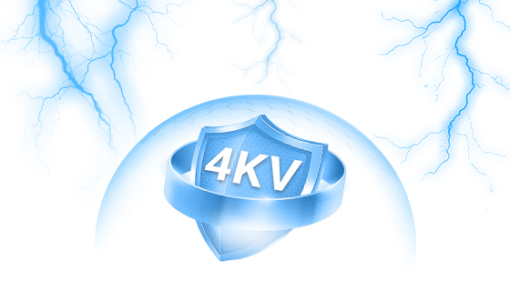 Built-in 4KV surge protection inside 24W Gigabit PoE splitter safeguarding connected devices from lightning strikes.